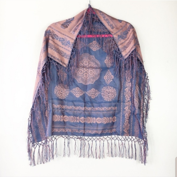 Pink and Purple Boho Faux Silk Scarf - Picture 2 of 4